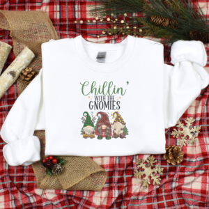 Chillin’ with the Gnomies Crewneck Shirt, Unisex Family Holiday Crewneck Sweatshirt for Mom Gift for Her Gift for Him
