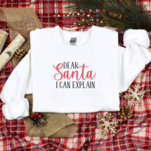Dear Santa I Can Explain Christmas Crewneck Shirt, Unisex Family Holiday Crewneck Sweatshirt for Mom Gift for Her or Him