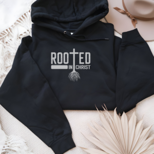 Rooted in Christ Hoodie, Christian Tree Cross Sweatshirt, Faith Religious Gift for Women Gift for Men, Church Apparel