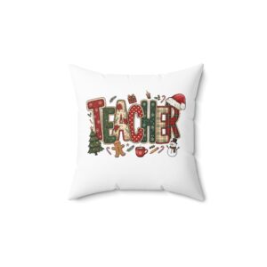 Teacher Christmas Patchwork Pillow by Bear Box Boutique
