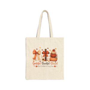 Grateful Thankful Blessed Cotton Canvas Tote Bag by Bear Box Boutique