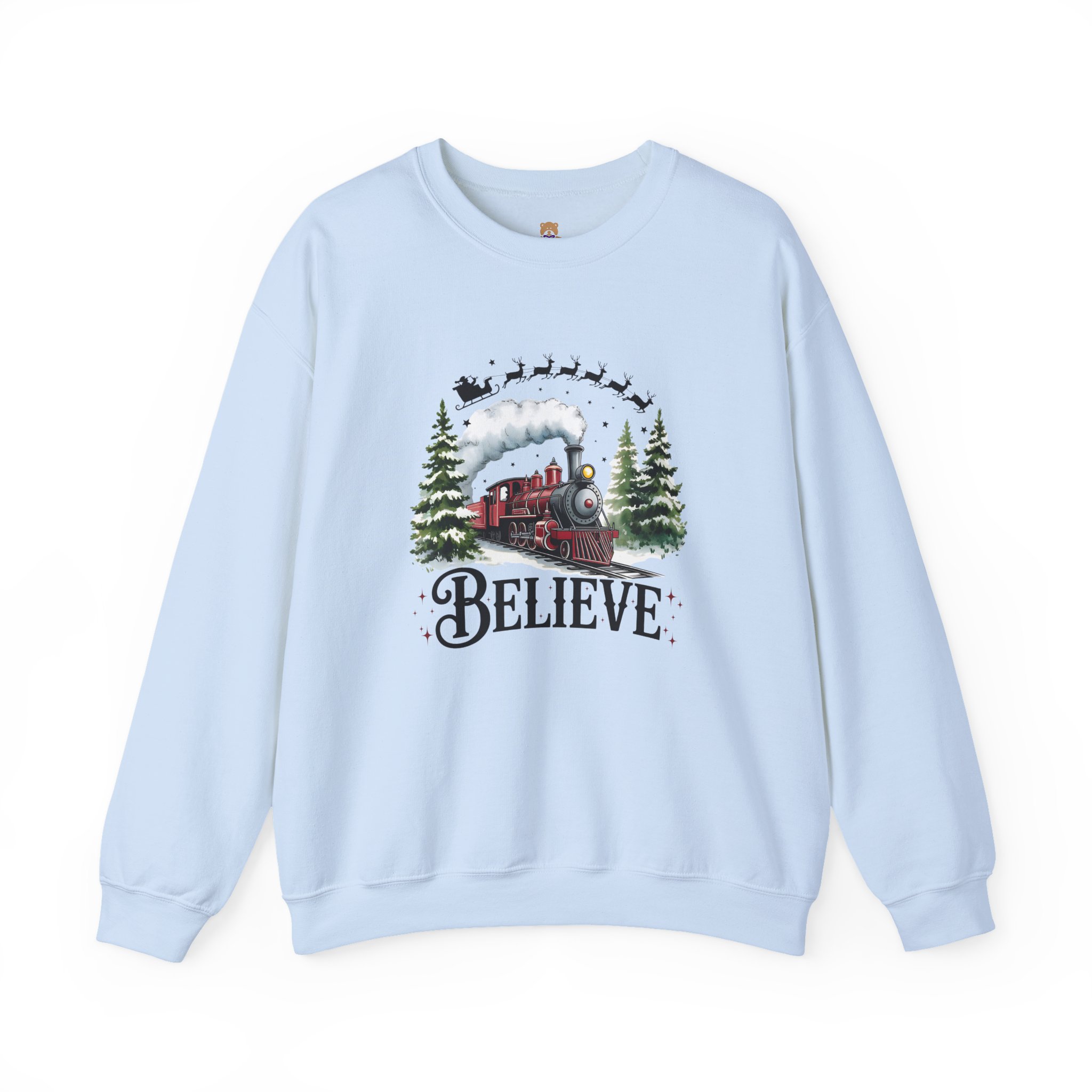 Believe Train Crewneck Sweatshirt | Faith-Inspired Christian Apparel Unisex Family Holiday Sweatshirt Gift for Her or Him - Image 4