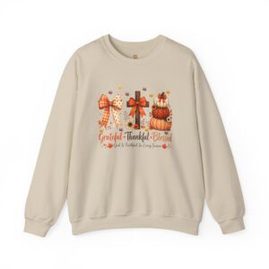 Grateful Thankful Blessed Crewneck SweatShirt, Unisex Family Holiday Crewneck Sweatshirt for Mom Gift for Her or Him