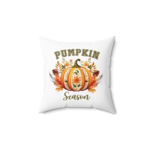 Pumpkin Season Pillow with Snowman and Santa Hat by Bear Box Boutique