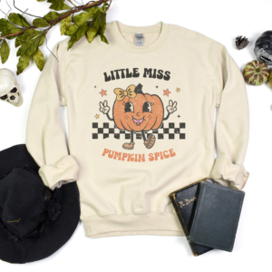 Little Miss Pumpkin Spice Crewneck SweatShirt, Unisex Family Holiday Crewneck Sweatshirt for Mom Gift for Her or Him