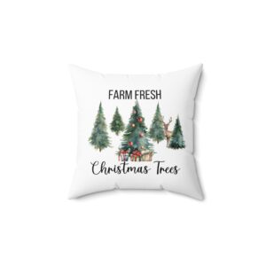 Farm Fresh Christmas Trees w/ Christmas Gifts Pillow by Bear Box Boutique