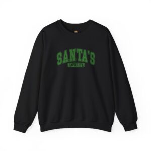 Green Santa's Favorite Crewneck SweatShirt, Unisex Family Holiday Crewneck Sweatshirt for Mom Gift for Her or Him
