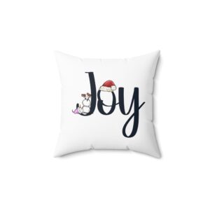 Joy Themed Pillow with Snowman and Santa Hat by Bear Box Boutique
