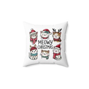 Meowy Christmas Cats Pillow by Bear Box Boutique