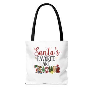 Santa's Favorite Art Teacher Tote Bag by Bear Box Boutique