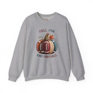 Fall, Fun & Football Crewneck Sweatshirt | Faith-Inspired Christian Apparel Unisex Family Holiday Sweatshirt Gift for Her or Him