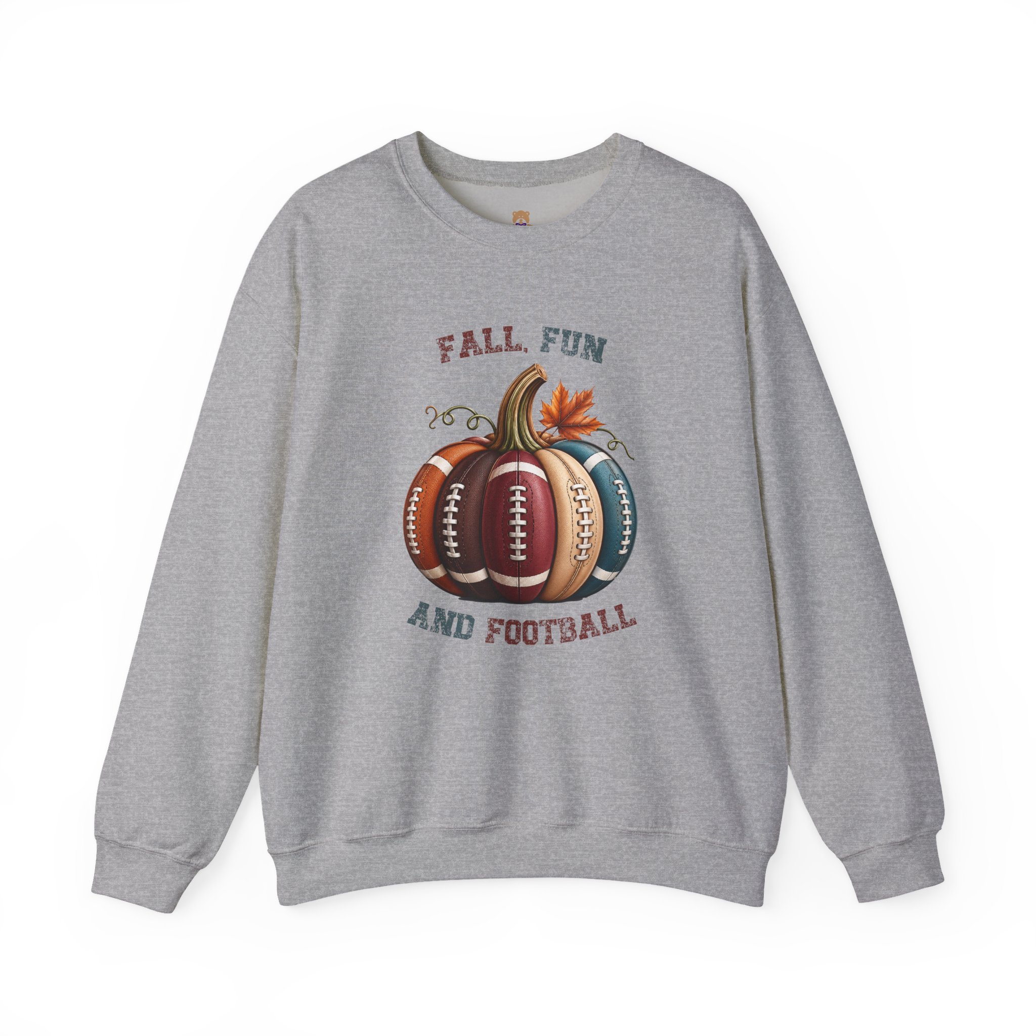 Fall, Fun & Football Crewneck Sweatshirt | Faith-Inspired Christian Apparel Unisex Family Holiday Sweatshirt Gift for Her or Him