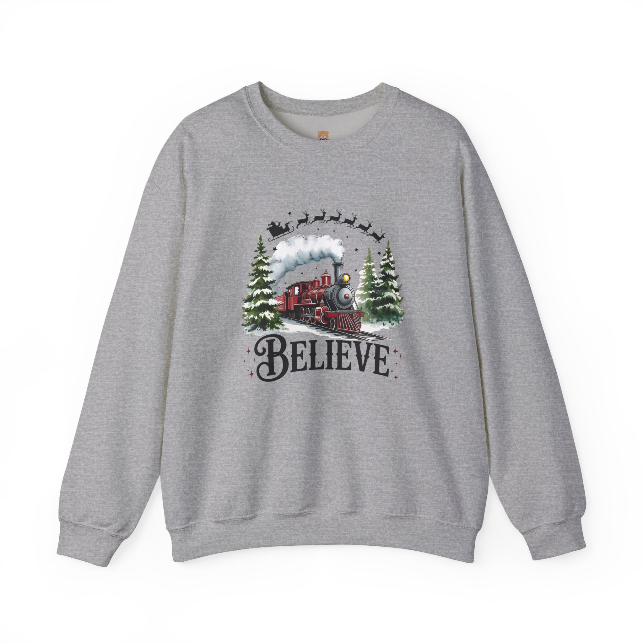 Believe Train Crewneck Sweatshirt | Faith-Inspired Christian Apparel Unisex Family Holiday Sweatshirt Gift for Her or Him - Image 3