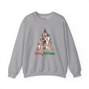Merry Catmas Crewneck Sweatshirt | Faith-Inspired Christian Apparel Unisex Family Holiday Sweatshirt Gift for Her or Him